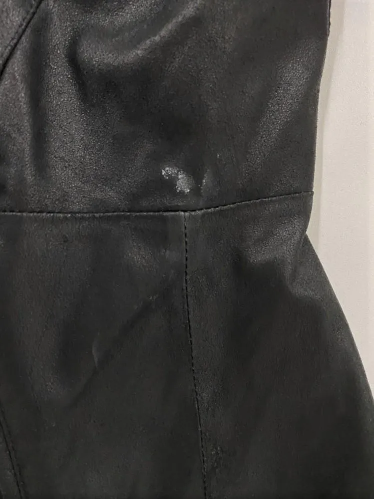 VEDA Leather Jacket Black Size Small Asymmetrical Zip Moto Jacket