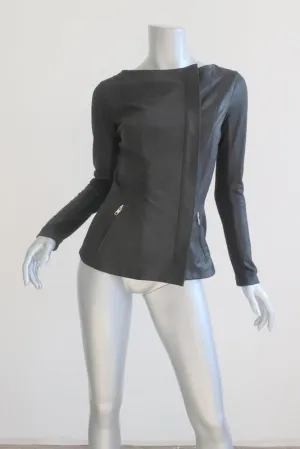 VEDA Leather Jacket Black Size Small Asymmetrical Zip Moto Jacket