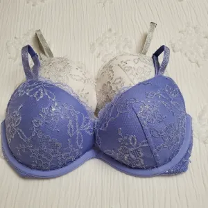 Victoria's Secret Dream Angels Padded Demi Bra's Size 32D Lot Of 2 Lace Crystal