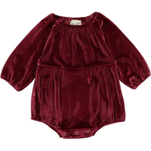 Vignette Daisy Velvet L/S Bubble - Burgundy