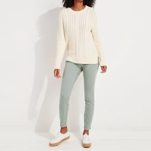 Vineyard Vines Textured Fisherman Crewneck Sweater Cotton Merino Wool Blend