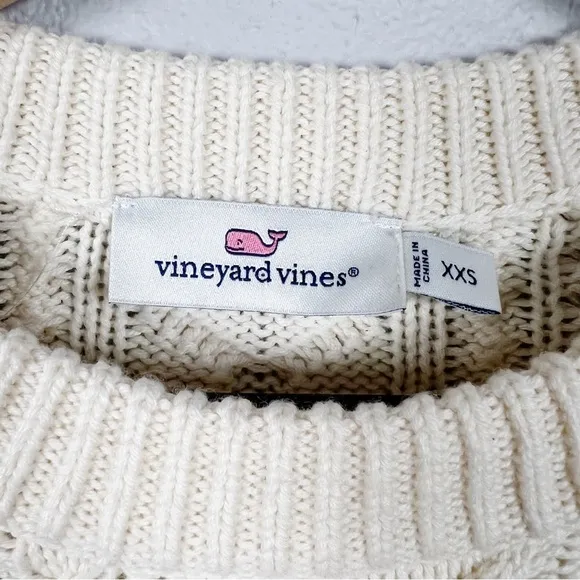 Vineyard Vines Textured Fisherman Crewneck Sweater Cotton Merino Wool Blend