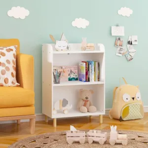 White Kids 3-Tier Bookcase Toy Storage Cabinet Organizer for