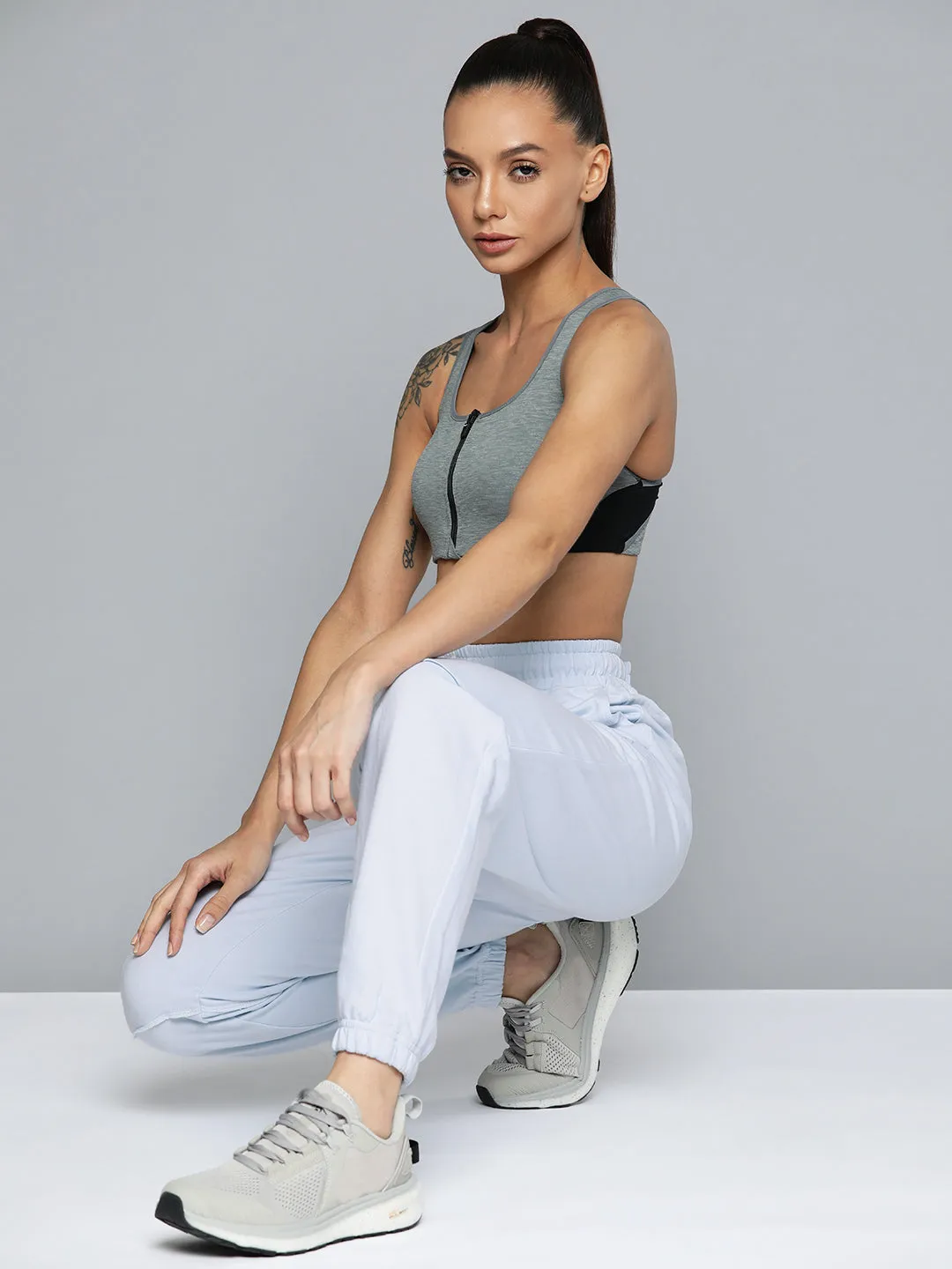 Women Blue Relaxed Fit Organic Cotton Training Joggers