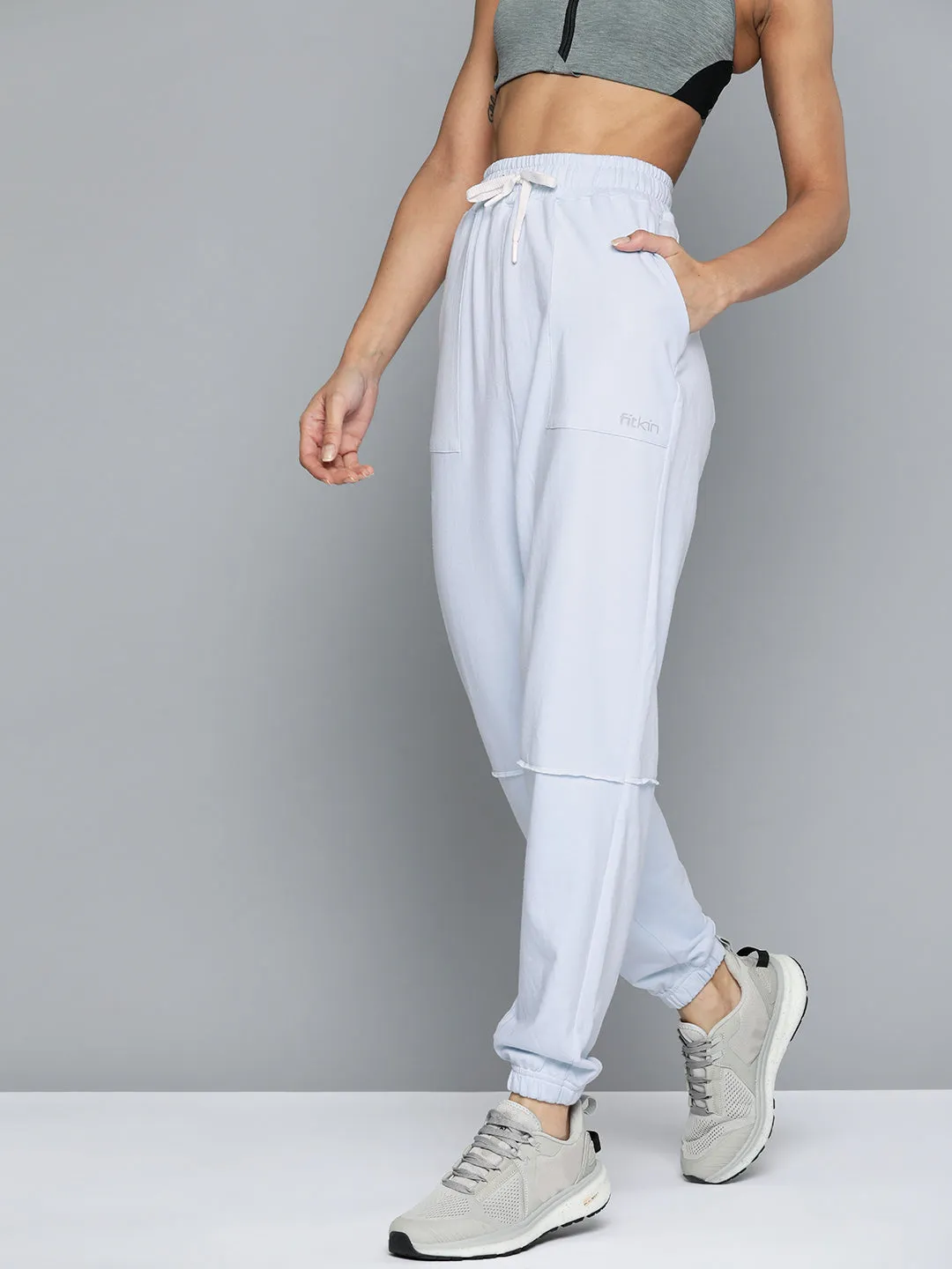 Women Blue Relaxed Fit Organic Cotton Training Joggers