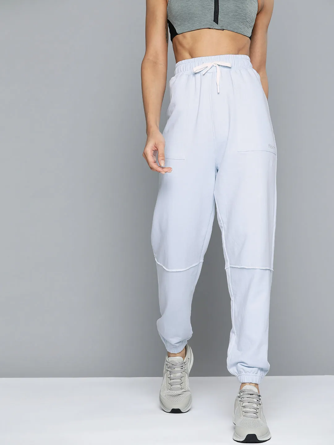 Women Blue Relaxed Fit Organic Cotton Training Joggers
