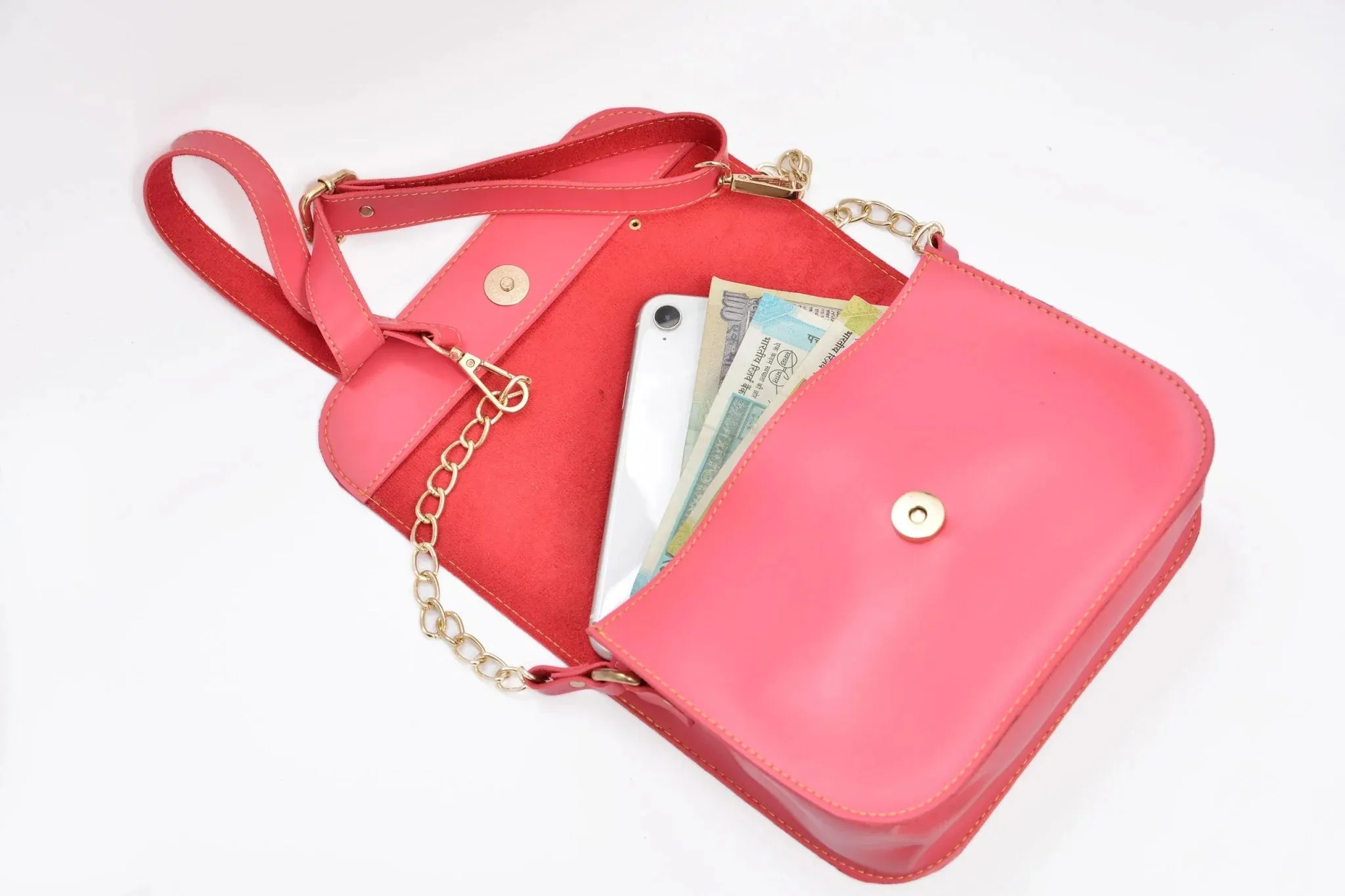 Women's Combo : Mini Makeup Kit  & Chained Sling bag - Pink