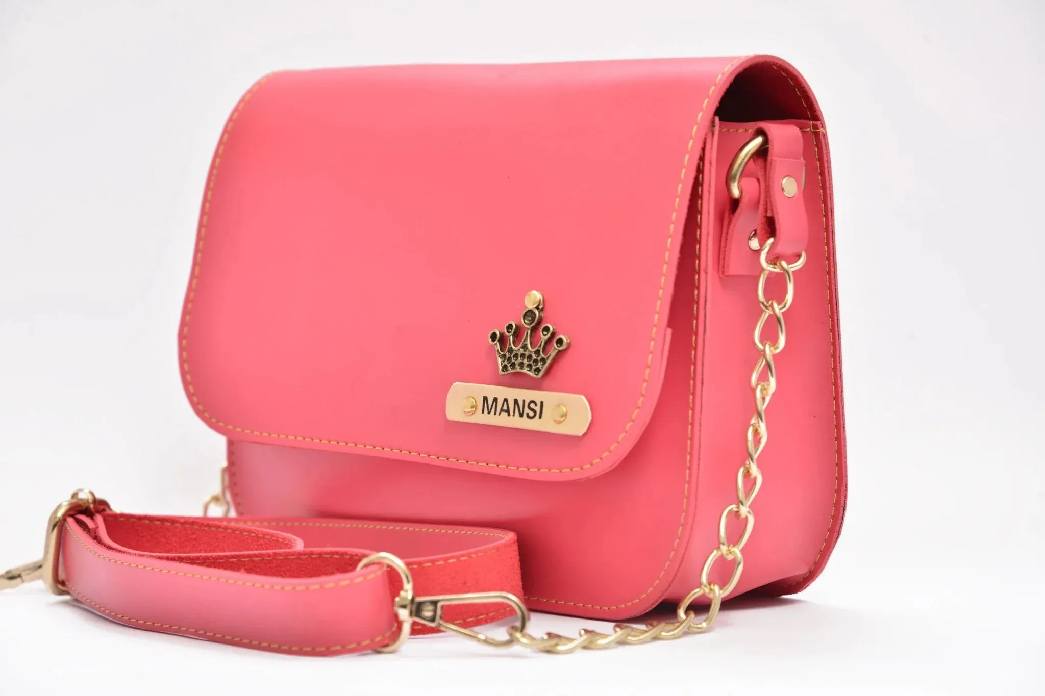 Women's Combo : Mini Makeup Kit  & Chained Sling bag - Pink