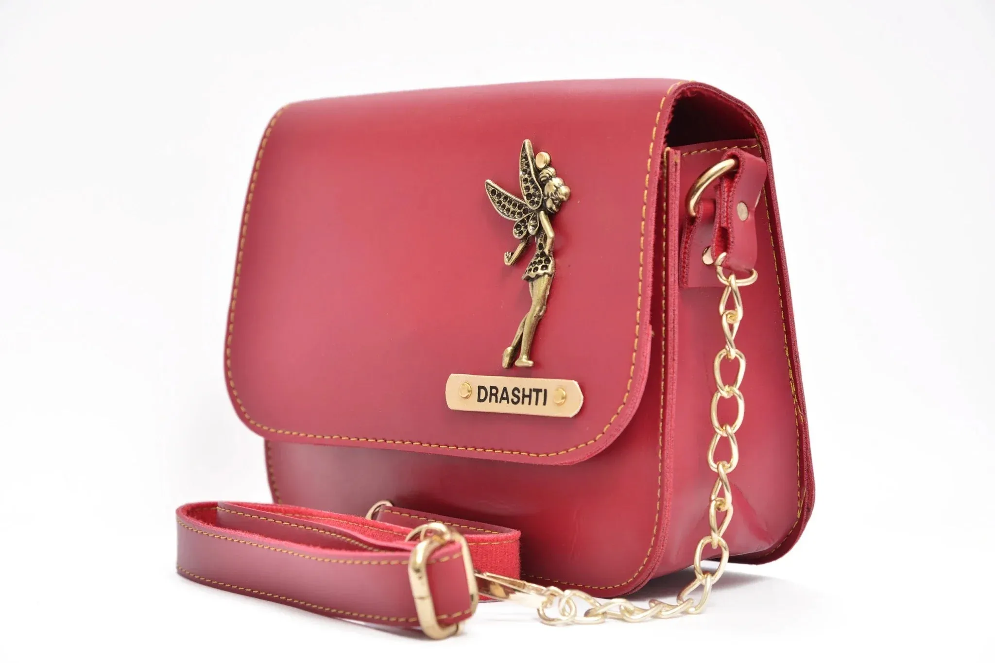 Women's Combo : Mini Makeup Kit & Chained Sling Bag (Wine)
