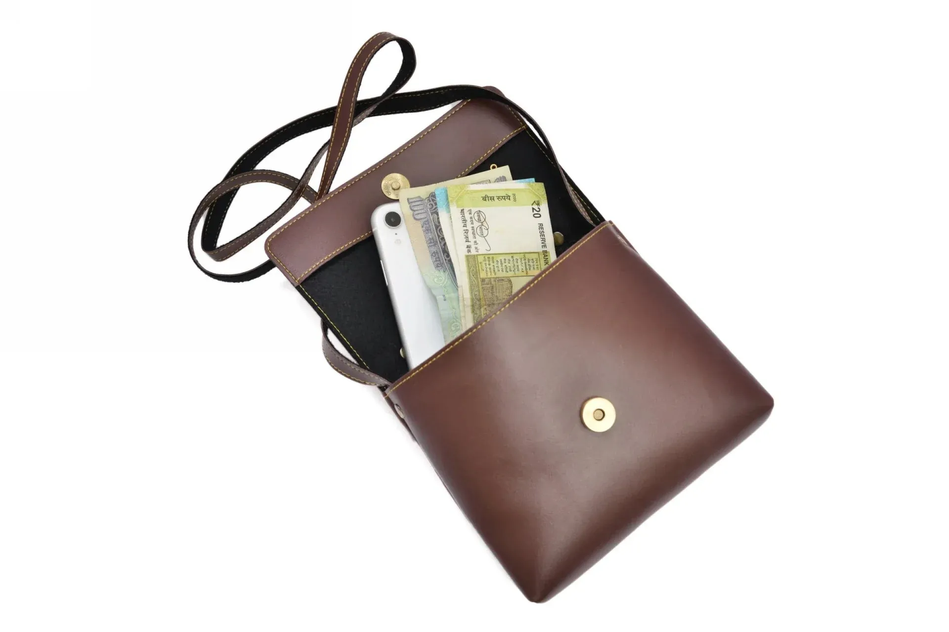 Women's Combo : Mini Makeup Kit & Sling Bag (Brown)