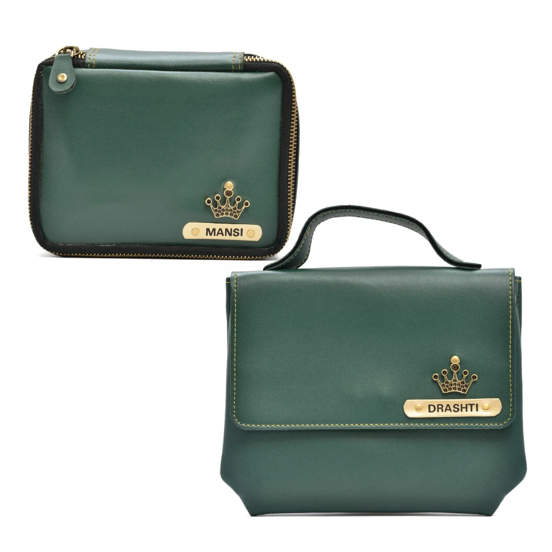 Women's Combo : Mini Makeup Kit & Sling Bag (Olive Green)