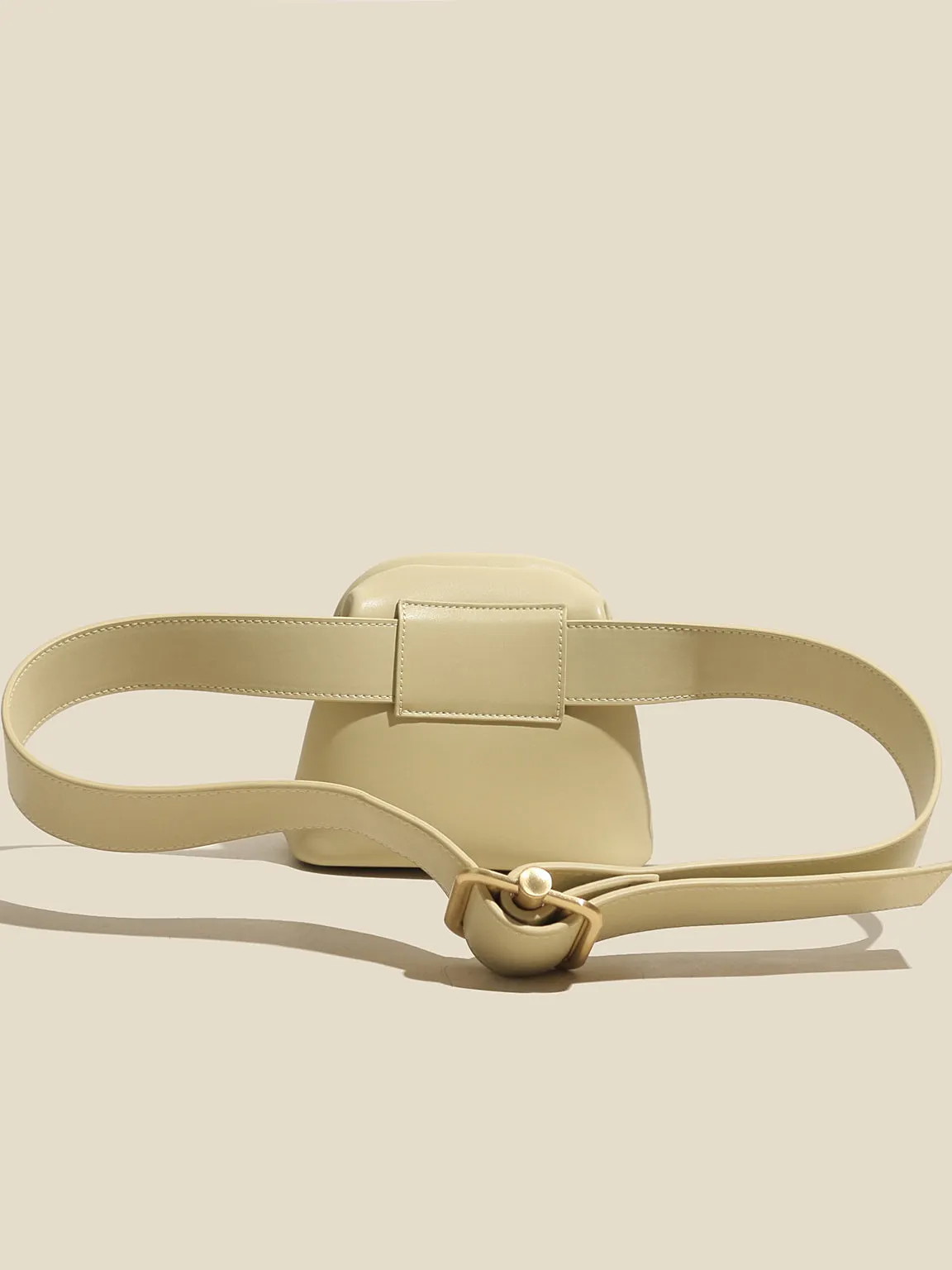 Women's Mini Brot Bag Leather Fanny Pack Clasp Closure Belt Bag