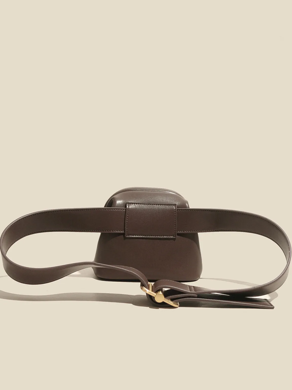 Women's Mini Brot Bag Leather Fanny Pack Clasp Closure Belt Bag
