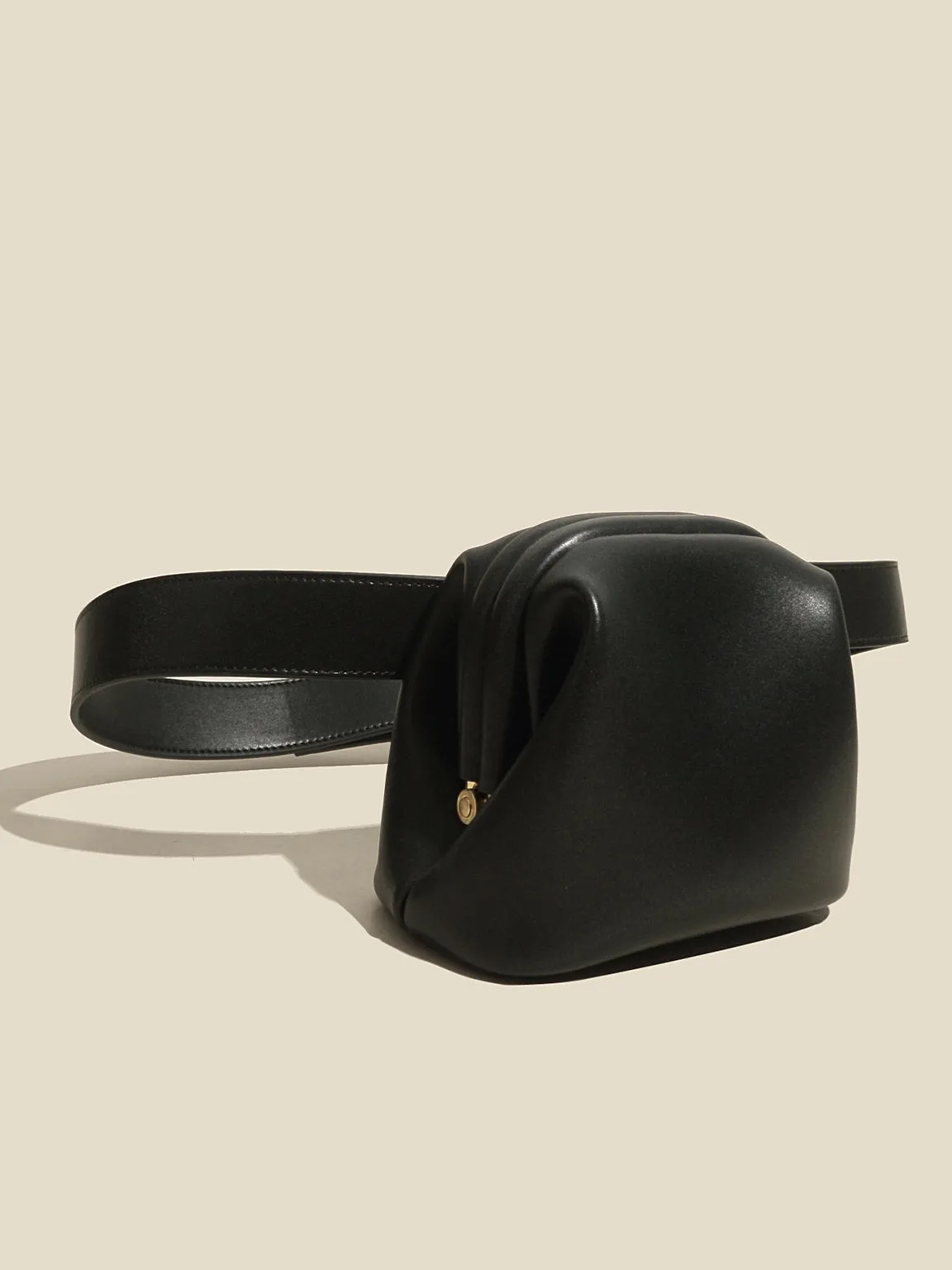 Women's Mini Brot Bag Leather Fanny Pack Clasp Closure Belt Bag