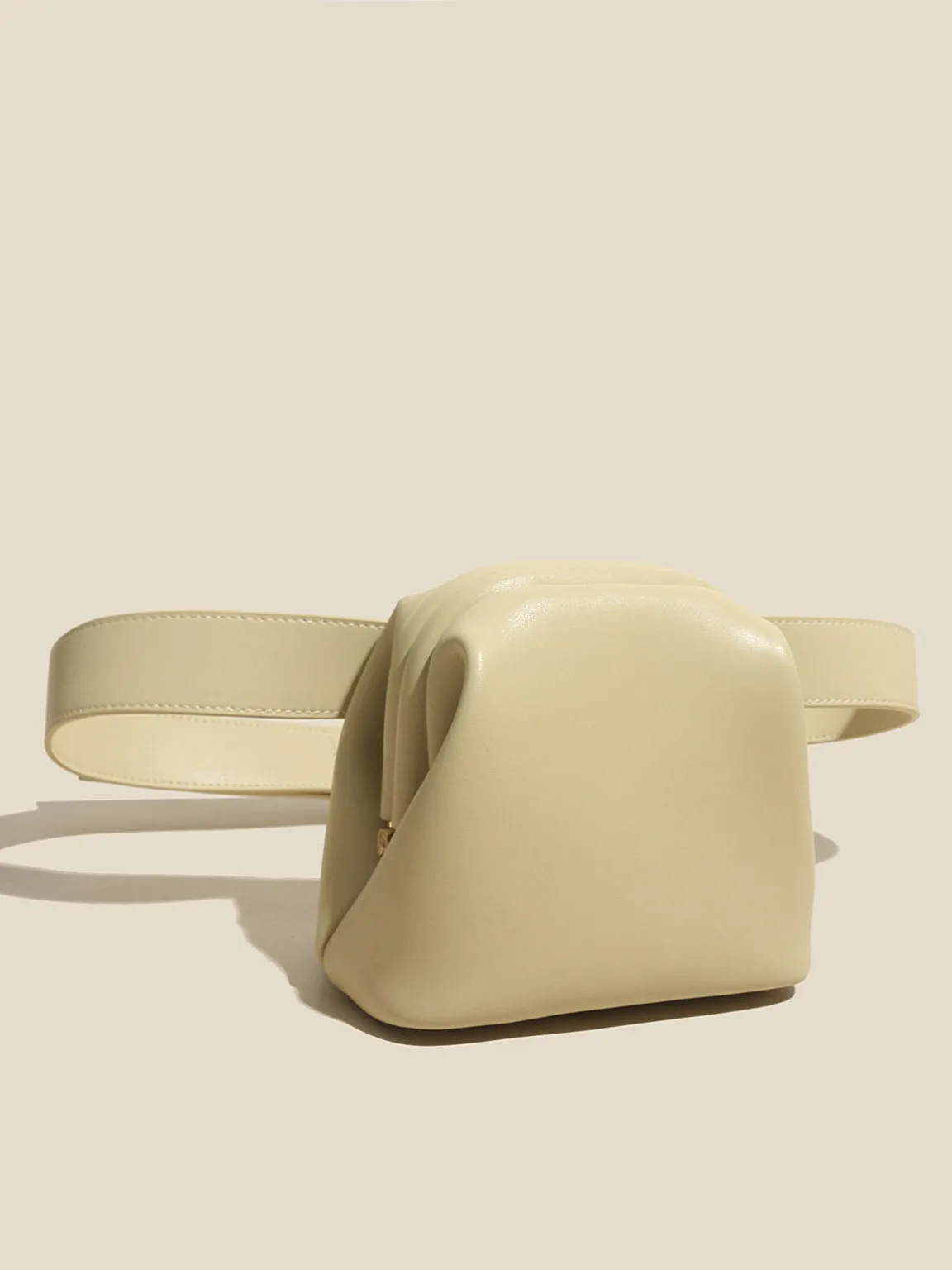 Women's Mini Brot Bag Leather Fanny Pack Clasp Closure Belt Bag