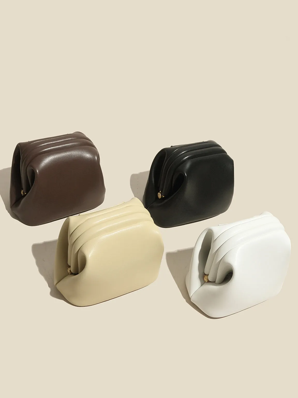 Women's Mini Brot Bag Leather Fanny Pack Clasp Closure Belt Bag