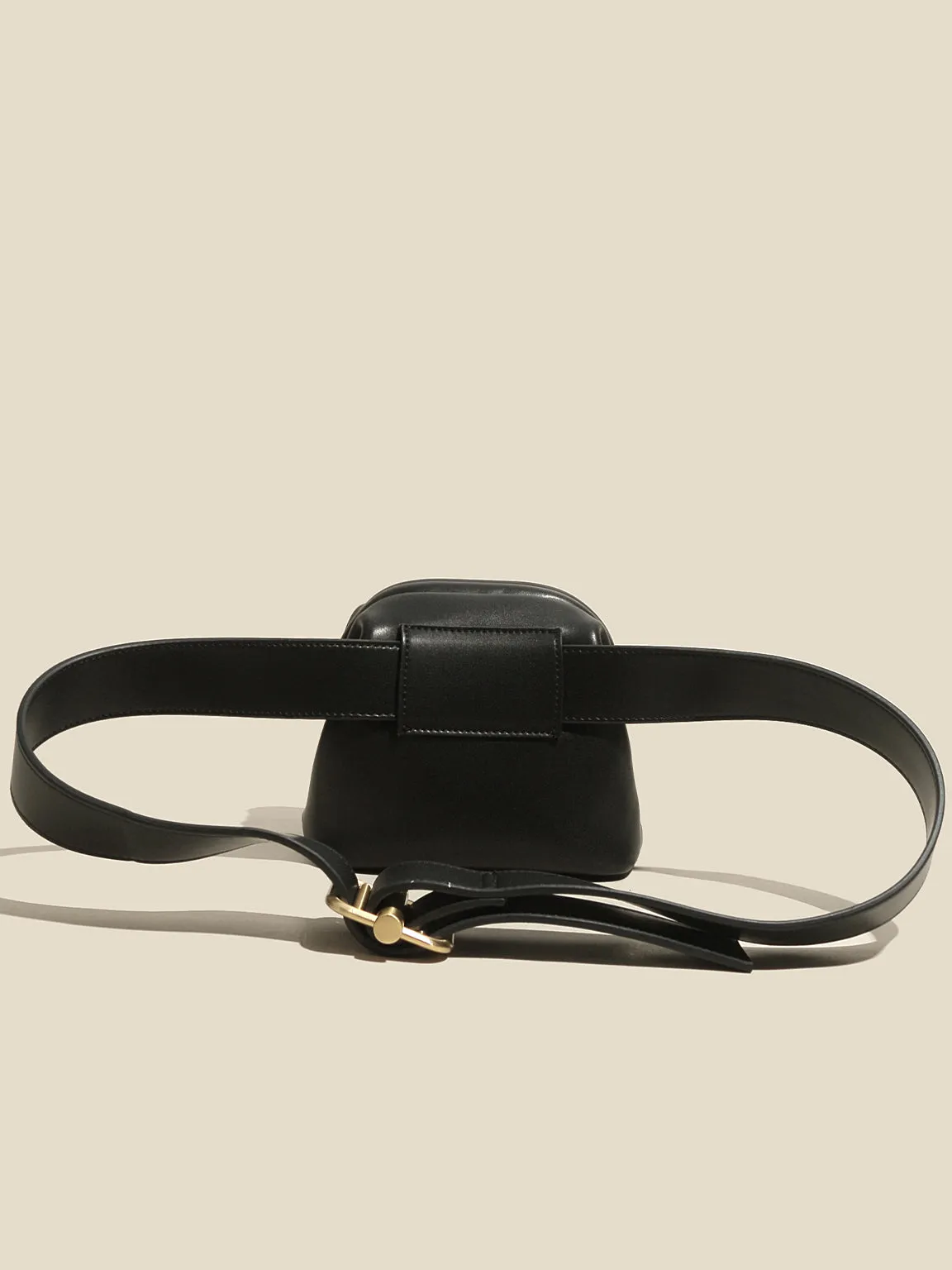 Women's Mini Brot Bag Leather Fanny Pack Clasp Closure Belt Bag