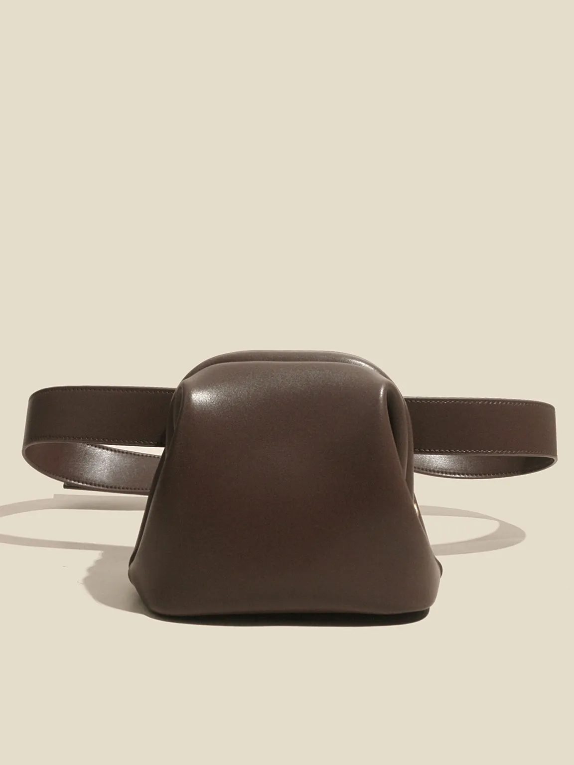 Women's Mini Brot Bag Leather Fanny Pack Clasp Closure Belt Bag