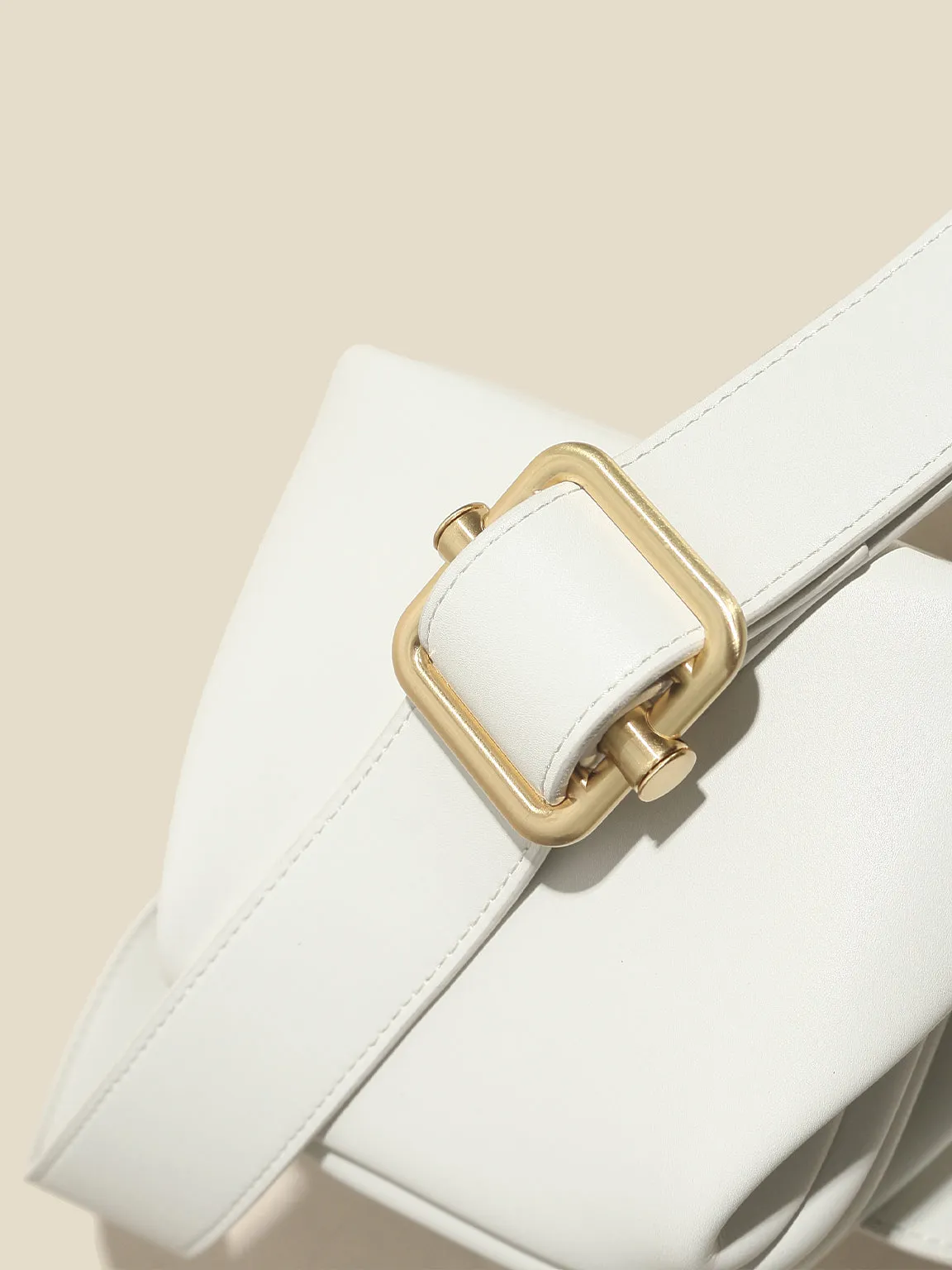 Women's Mini Brot Bag Leather Fanny Pack Clasp Closure Belt Bag