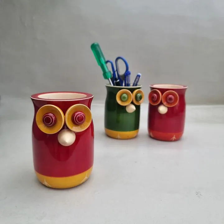 Wooden Owl Desk Organizer