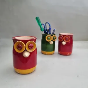 Wooden Owl Desk Organizer