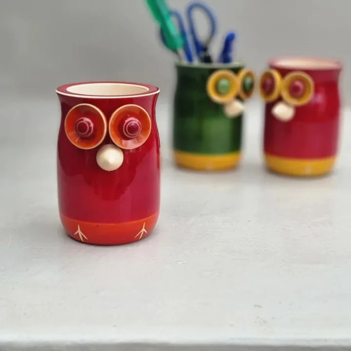 Wooden Owl Desk Organizer
