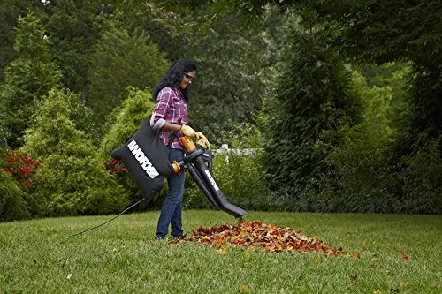 WORX WG509 TRIVAC 12 Amp 3-In-1 Electric Blower/Mulcher/Vacuum with Multi-Stage All Metal Mulching System, Black
