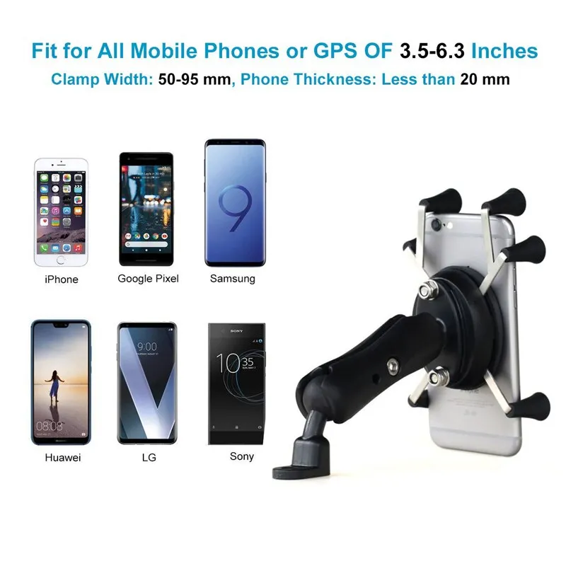 XMXCZKJ Motorcycle Handlebar Rear Mirror Mount Rail  For Support Cellphone Motorcycle For Smart Mobile Phone Moto Holder