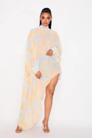 Yellow Chiffon  Asymmetrical Tunic - One Size