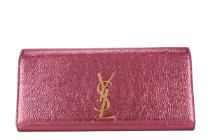 YVES SAINT LAURENT (YSL) METALLIC PINK LEATHER CASSANDRE CLUTCH WITH DUST COVER