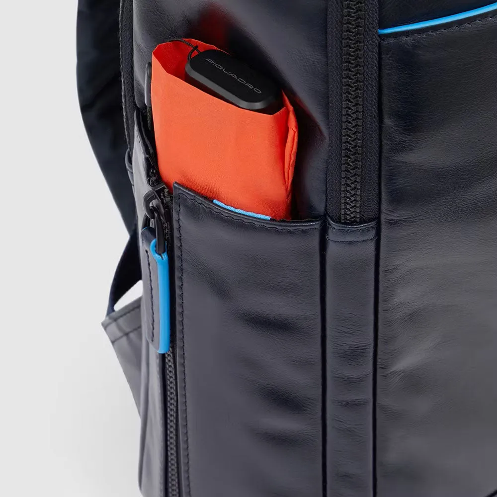 Zaino Piquadro in Pelle Porta PC 15,6'' e Porta Ipad® Blue Square Blu