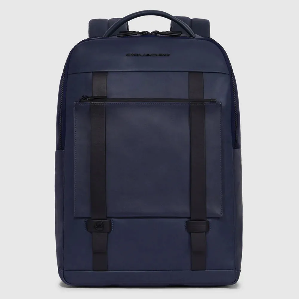 Zaino Piquadro in Pelle Porta PC 15,6'' e Porta iPad®Pro David Blu