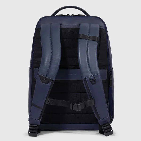 Zaino Piquadro in Pelle Porta PC 15,6'' e Porta iPad®Pro David Blu