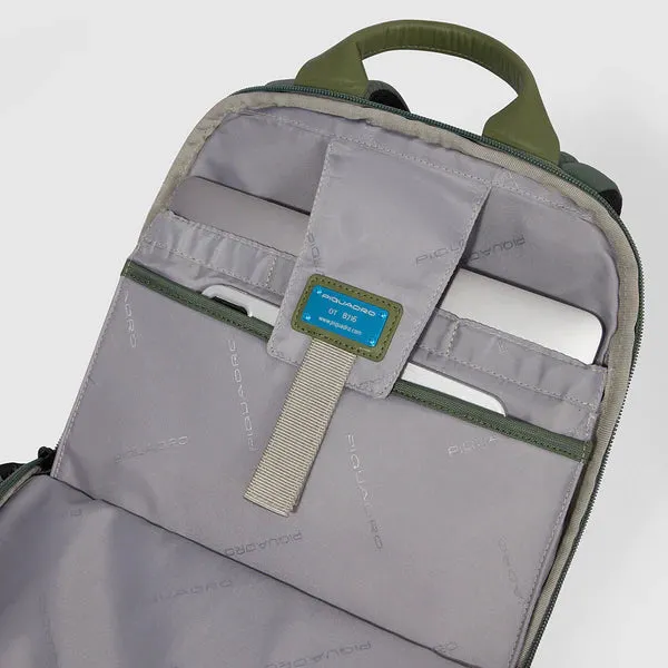 Zaino Piquadro Porta PC 15,6'' in Pelle e Tessuto Riciclato Steve Nero