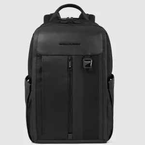 Zaino Piquadro Porta PC 15,6'' in Pelle e Tessuto Riciclato Steve Nero