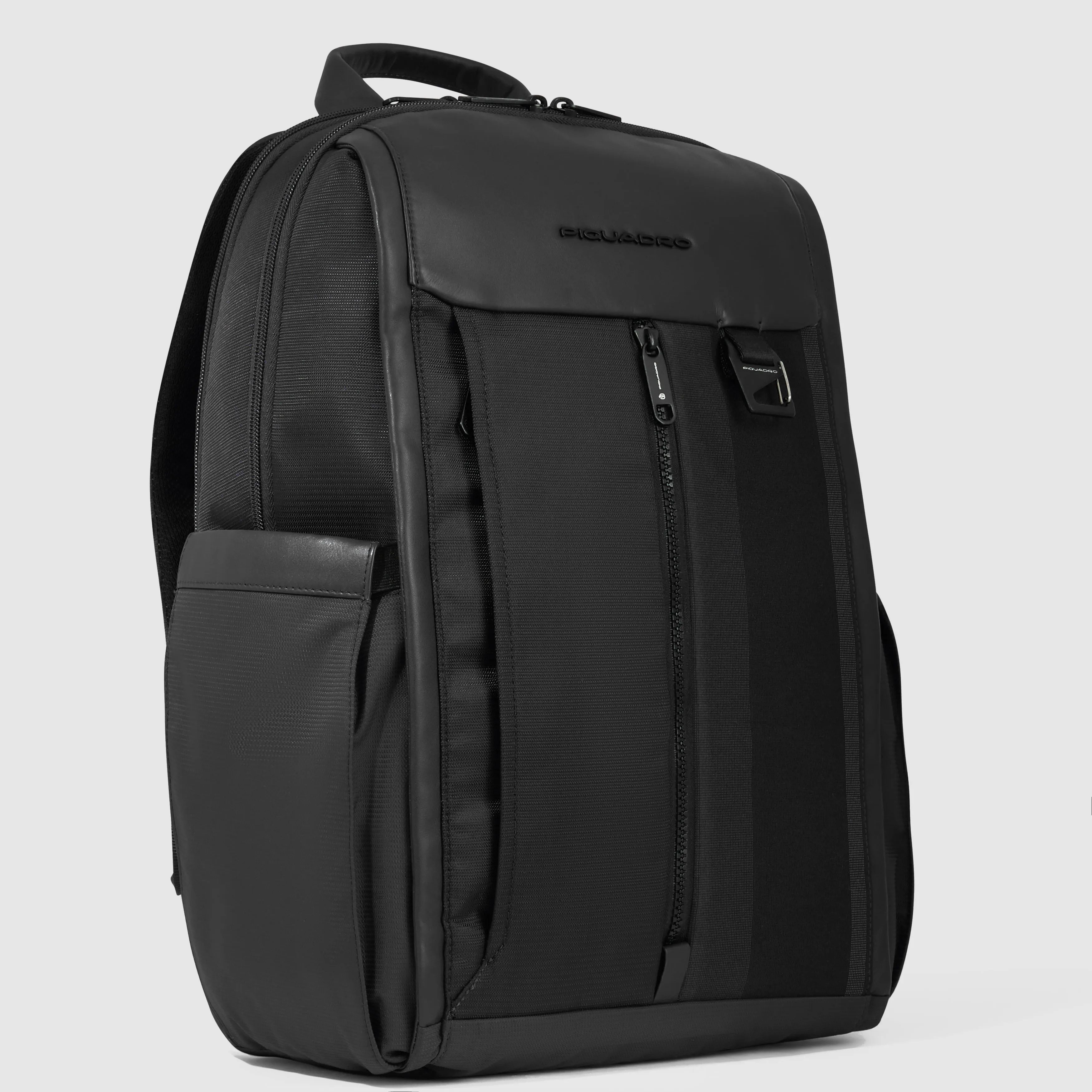 Zaino Piquadro Porta PC 15,6'' in Pelle e Tessuto Riciclato Steve Nero