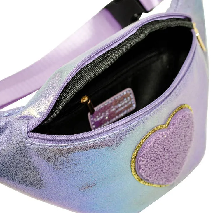 Zomi Gems Shiny Heart Patch Sling Bag - Purple