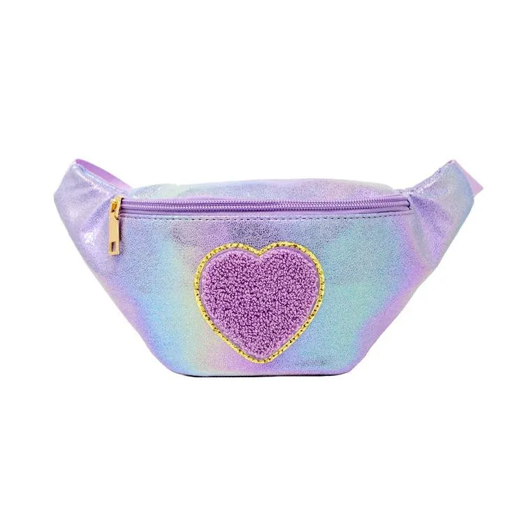 Zomi Gems Shiny Heart Patch Sling Bag - Purple