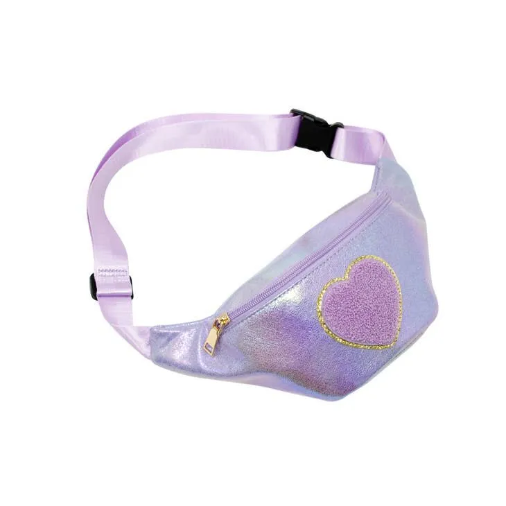 Zomi Gems Shiny Heart Patch Sling Bag - Purple